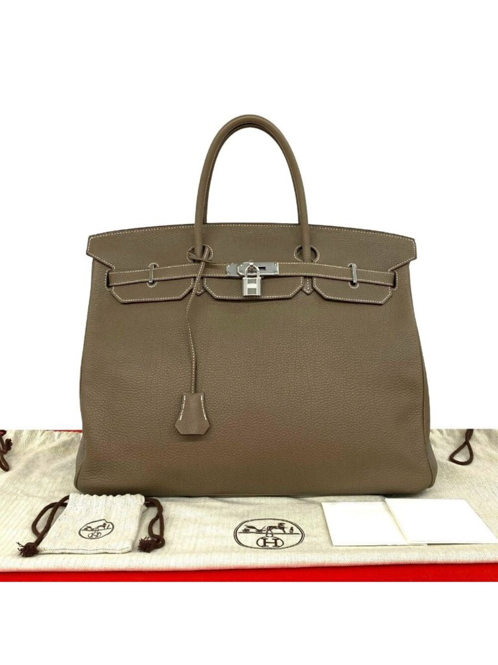 Hermes Birkin 40 Togo Leather Tote Bag Greige Etoupe